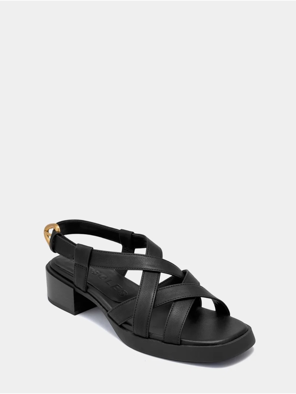 Aerosoles Daily Black Strappy Block Heel Sandals - Picture 2 of 6